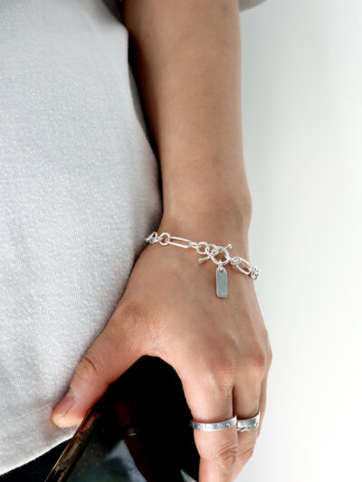 Paper clip & Round link chain Bracelet - Image 7