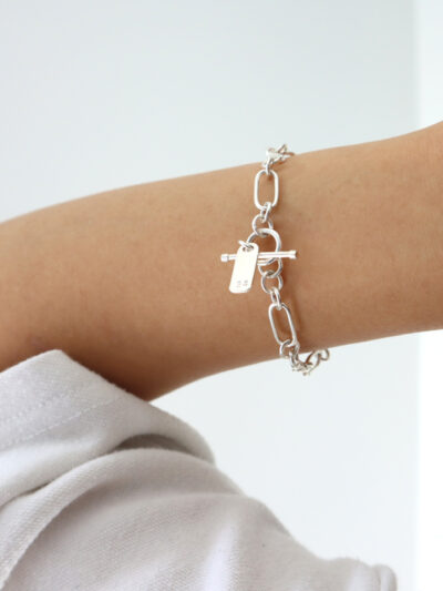 Paper clip & Round link chain Bracelet - Image 6