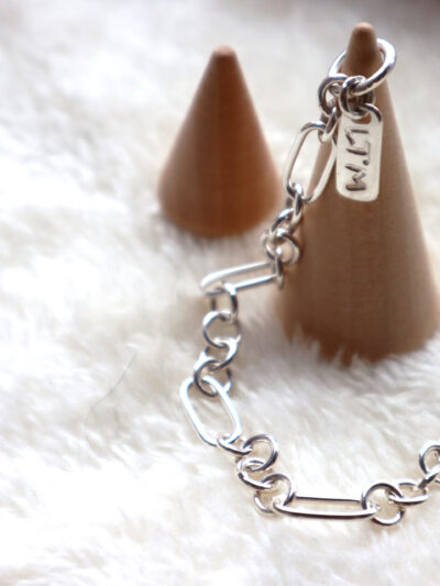 Paper clip & Round link chain Bracelet - Image 4