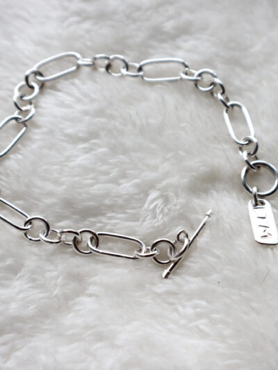 Paper clip & Round link chain Bracelet - Image 3