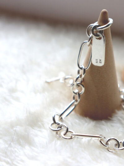 Paper clip & Round link chain Bracelet - Image 5