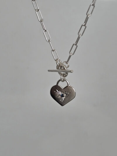 Sapphire Heart Fob Necklace - Image 5