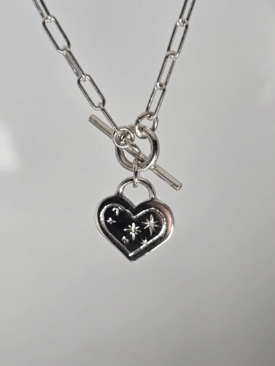 Sapphire Heart Fob Necklace - Image 4