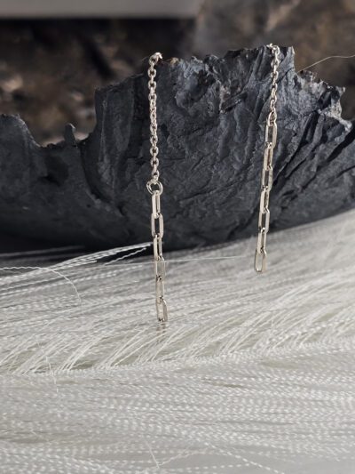 Paperclip Chain Thread Earrings - Image 4