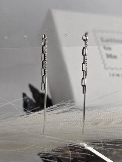Paperclip Chain Thread Earrings - Image 3