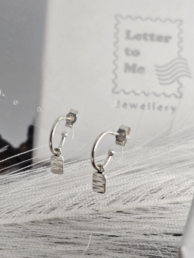 Hammered Tag Hoop Earrings - Image 5