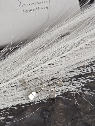 Hammered Tag Hoop Earrings - Image 3