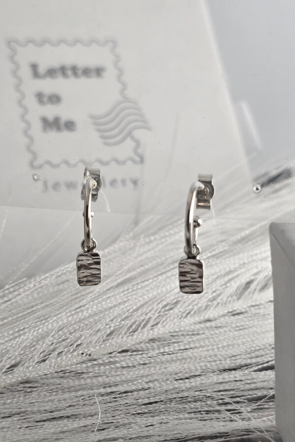Hammered Tag Hoop Earrings