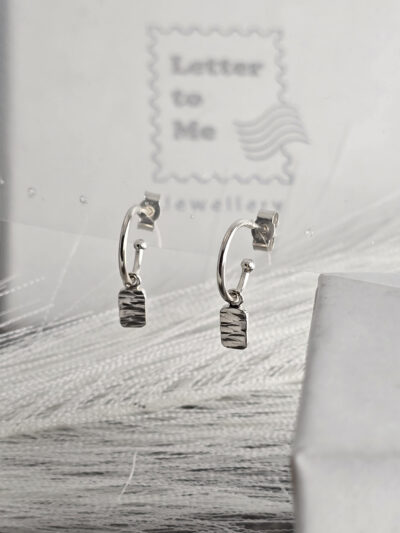 Hammered Tag Hoop Earrings - Image 4