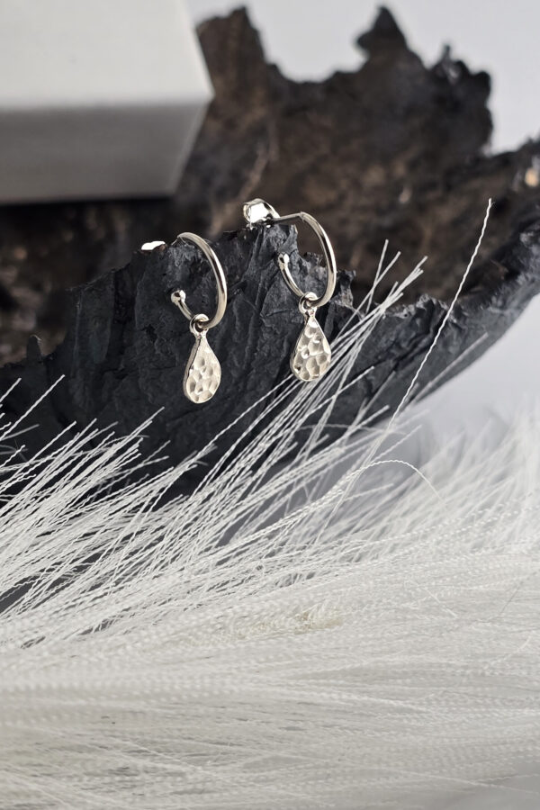Hammered Teardrop Hoop Earrings