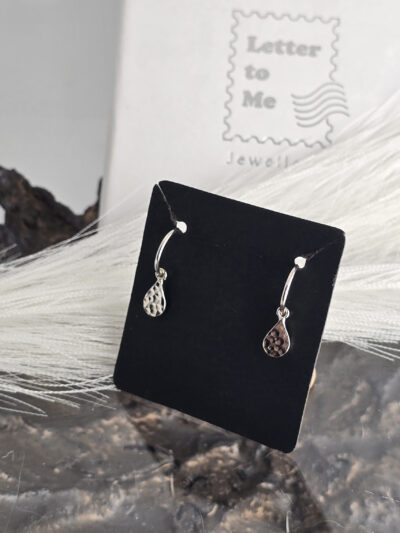 Hammered Teardrop Hoop Earrings - Image 5