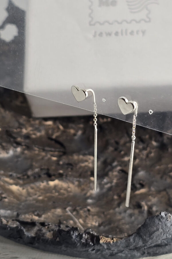 Long Pin Heart Thread Earrings
