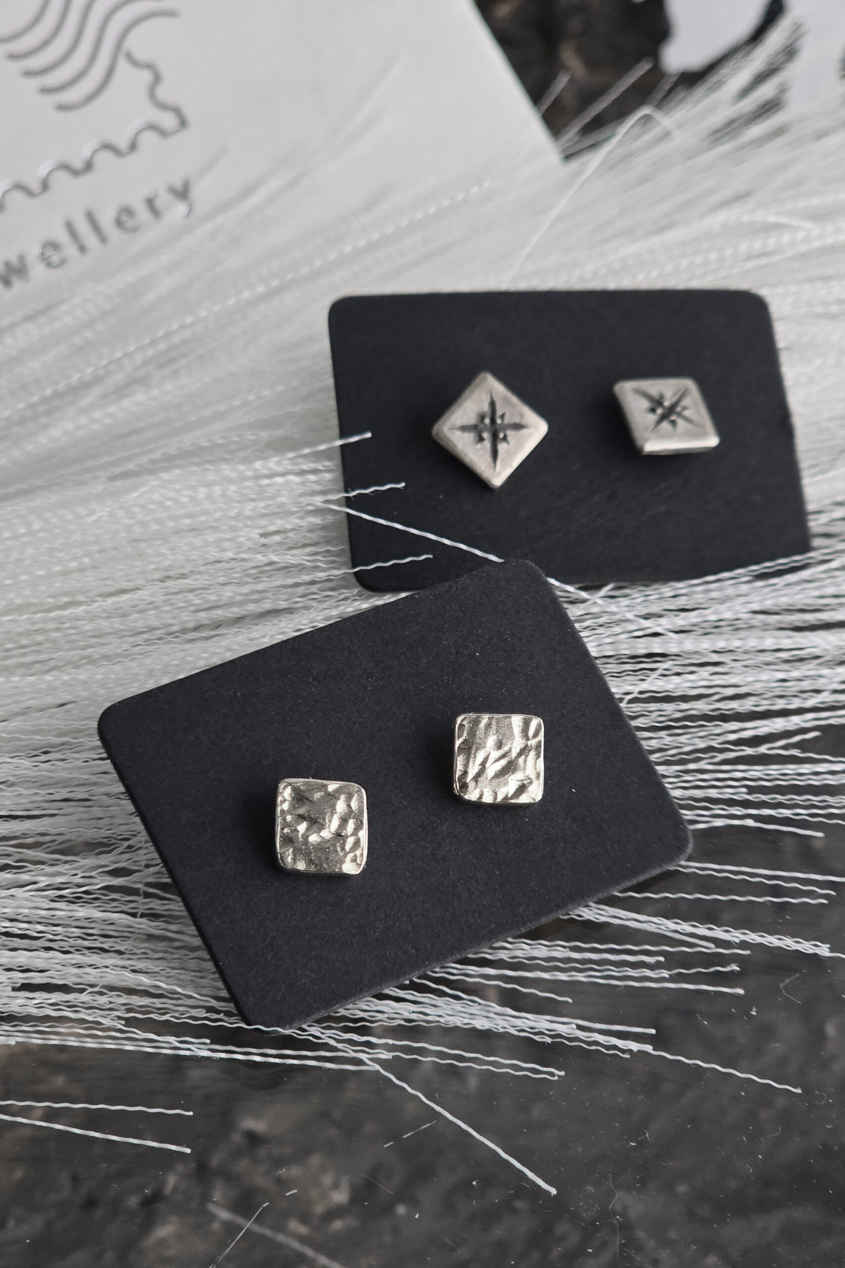 square-stud-earrings-(4) Hammered Stud Earrings - Image 1